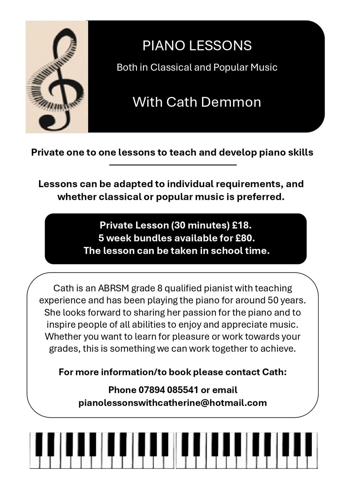 St Augustine’s School Cath Demmon Piano Lessons