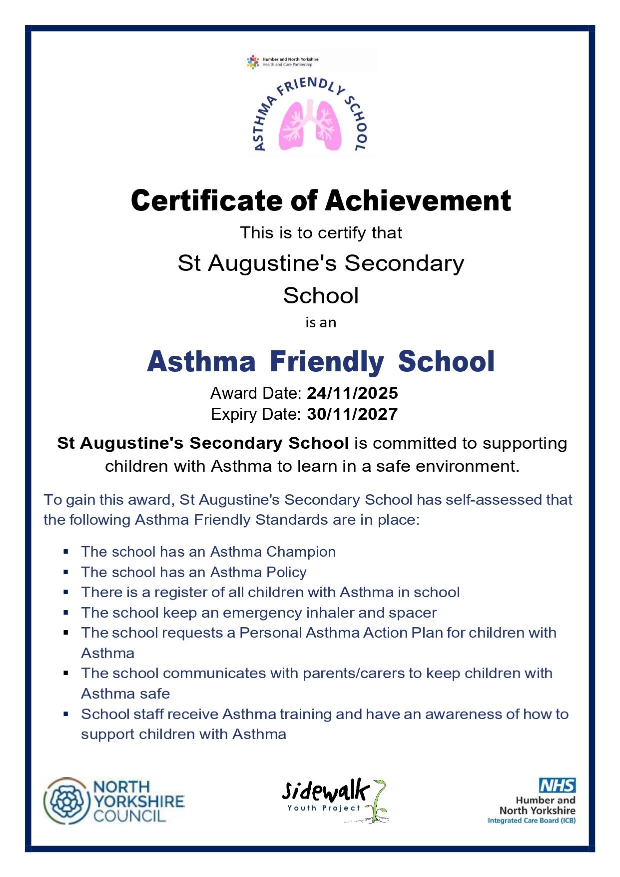 St Augustines Secondary Cert NY page 0001